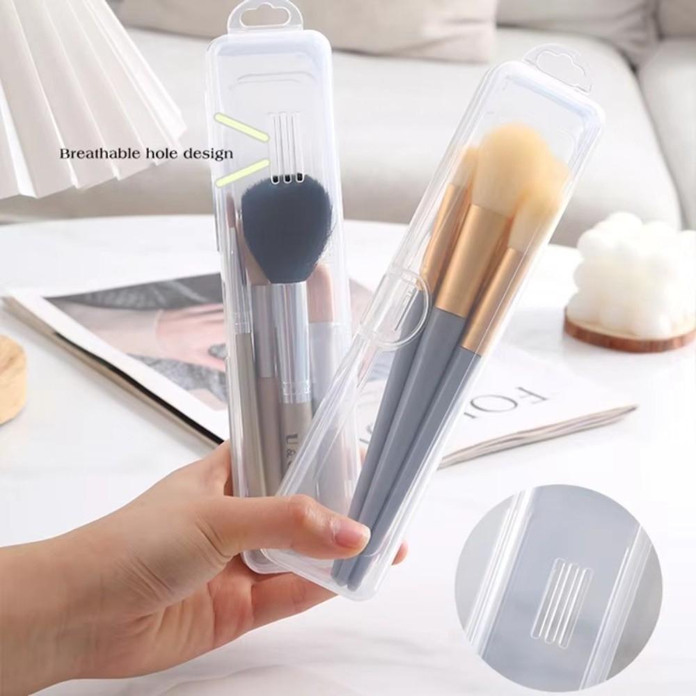 Dustproof Makeup Brush Storage Box Transparent Desktop Cosmetic Storage Container  for Women Girls