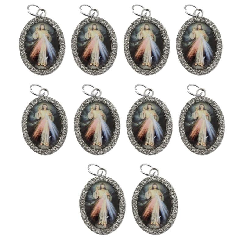10Pcs Oval Shaped Figure Metal Rhinestones Pendant Charm for Chokers Necklaces Keychains DIY Jewelry Making
