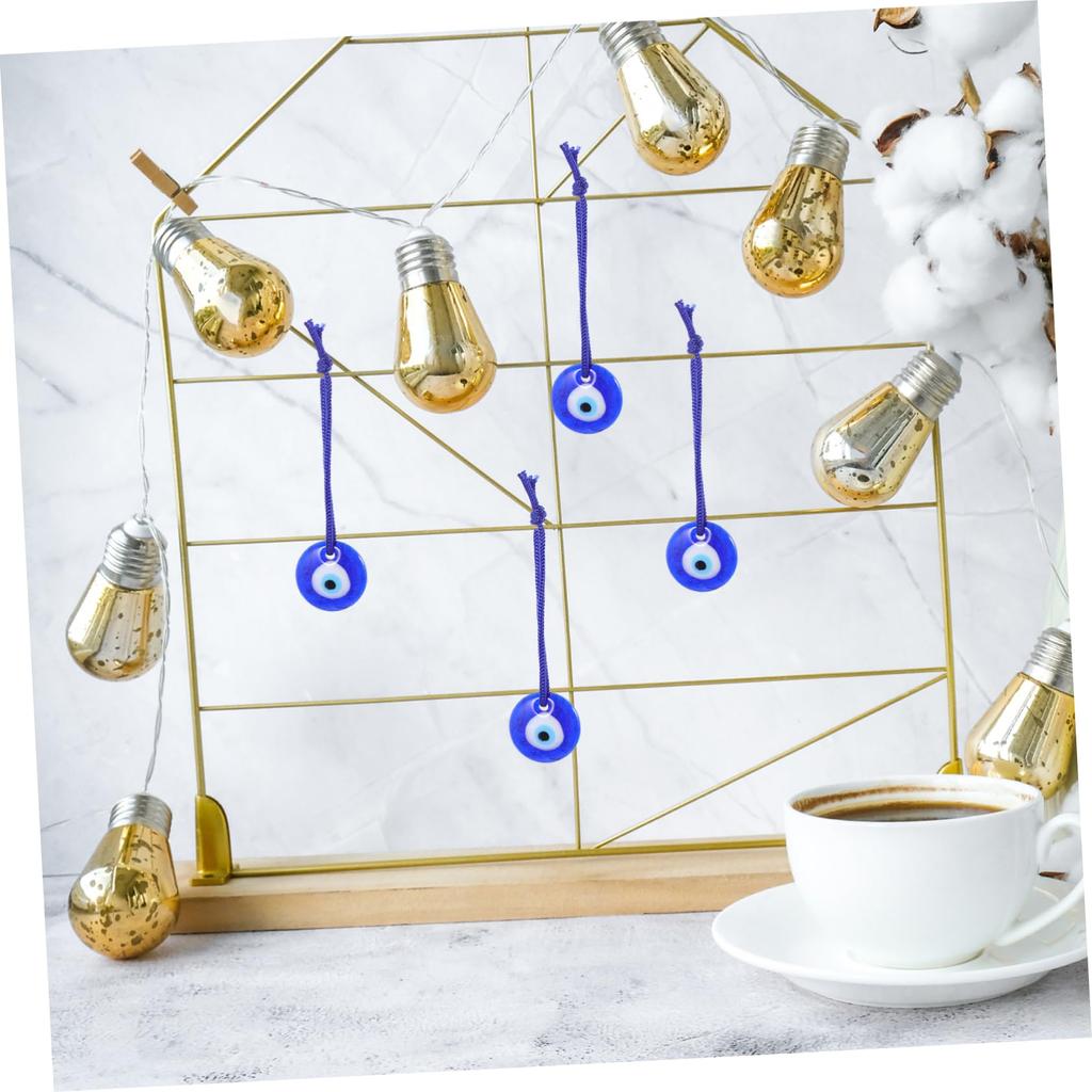 Tofficu Turkish Glass Nazar Boncuk 6-Piece Set Blue Eye Pendant 2.5cm Evil Eye Hanging Wall Charm Interior Home Decor