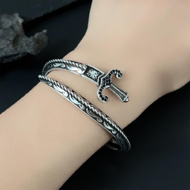 Multifuntional Swords Open Bracelet Geometric Wide Cuff Adjustable Opening Bangle Adjustable Wristband Present for Women