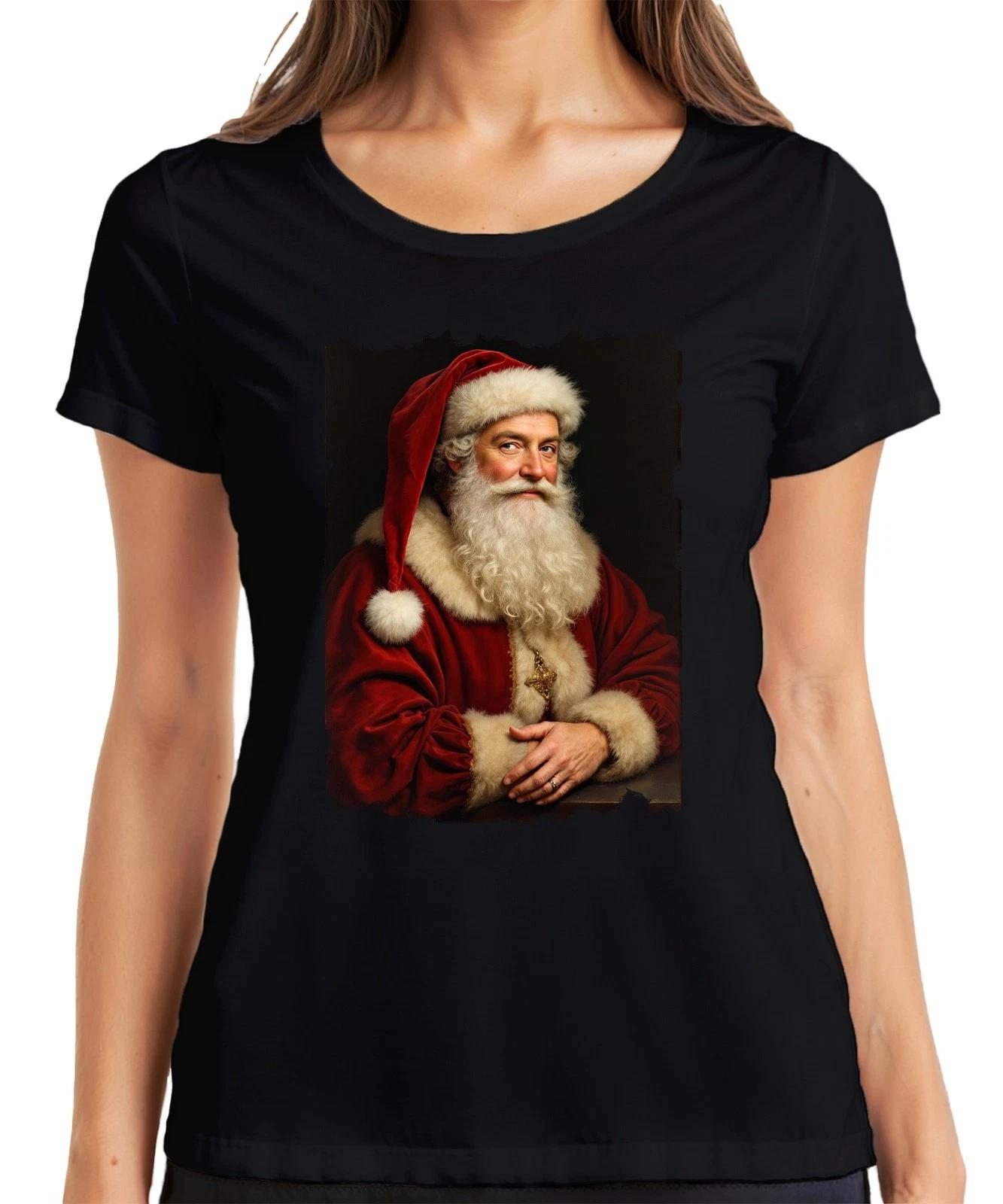 Weihnachtsmann Nikolaus Retro Portrait realistisch Bart festlich Damen T-Shirt M