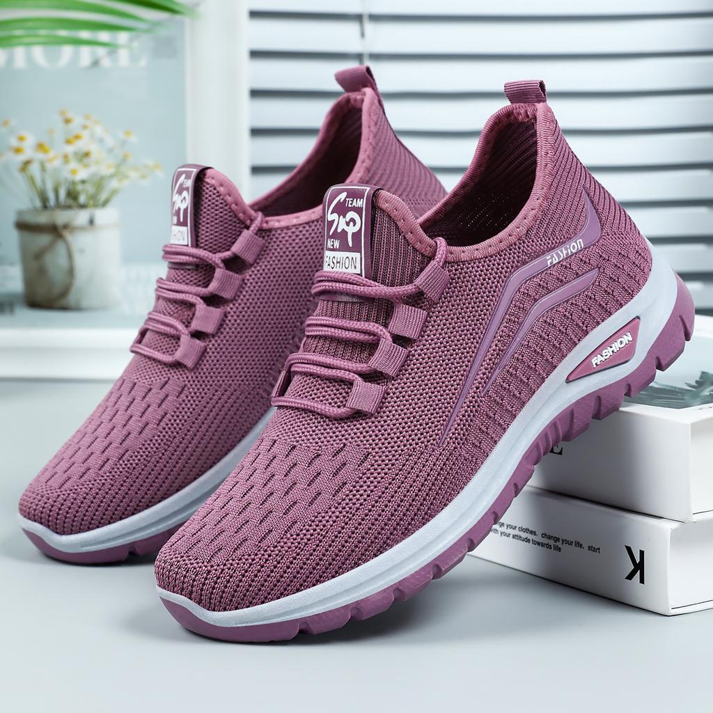 Shoes for Women Spring Autumn Fashion New Comfortable Non Slip Casual Shoes Breathable Mesh Lace-up Fly Weave Sneakers