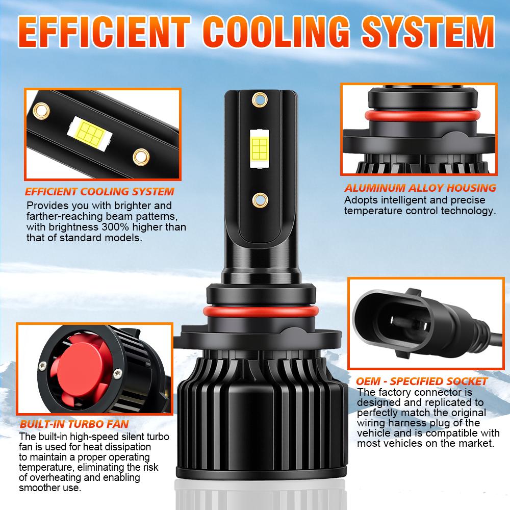 9005 HB3 9006 HB4 Auto Bulb Canbus Led headlight CSP 3570 Chips 6000K white Car Headlight Light 30000LM 12V Light Bulbs