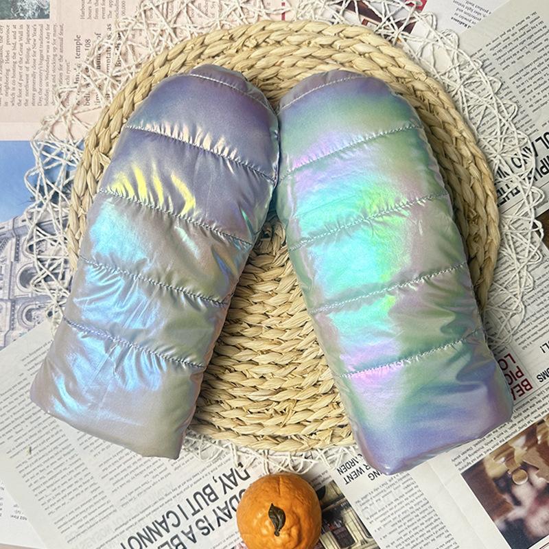 Fleece Thickened Warm Cute Lady Outdoor Gloves Windproof Cold Cycling Colorful Glossy Hand Stuffy Student