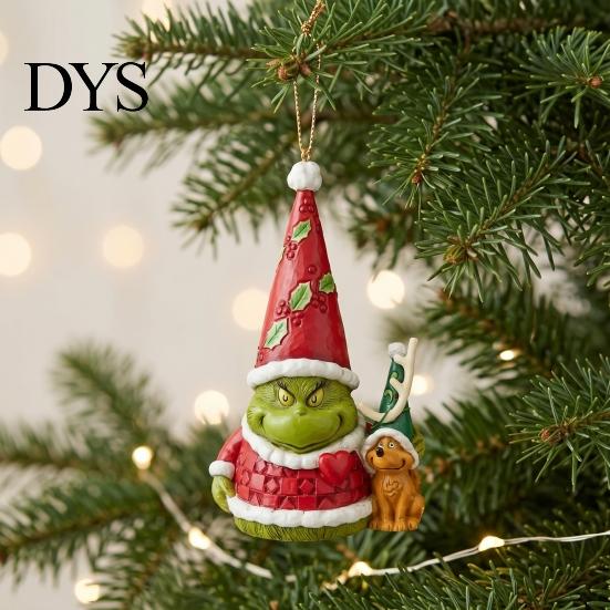 Christmas Tree Ornaments Green Elf Red Car Ornament, Acrylic Hanging Decor Holiday Party Supplies for Mirror, Funny Pendant, Home Decoration Favors