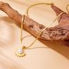 18K Gold Plated Pearl Fern Pendant Necklace, Dainty Herringbone Chain Leaf Charm Choker for Women, Nature Jewelry