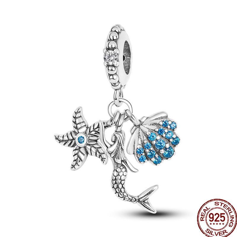 Copper Blue Zircon Beads Ocean Crab Starfish Ship Series Summer Suitable For 3Mm Original Bracelet Diy