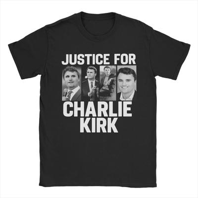 Justice For Charlie Kirk T Shirt for Men Cotton Fun T-Shirts Crewneck  Tees Short Sleeve Clothes 4XL 5XL 6XL