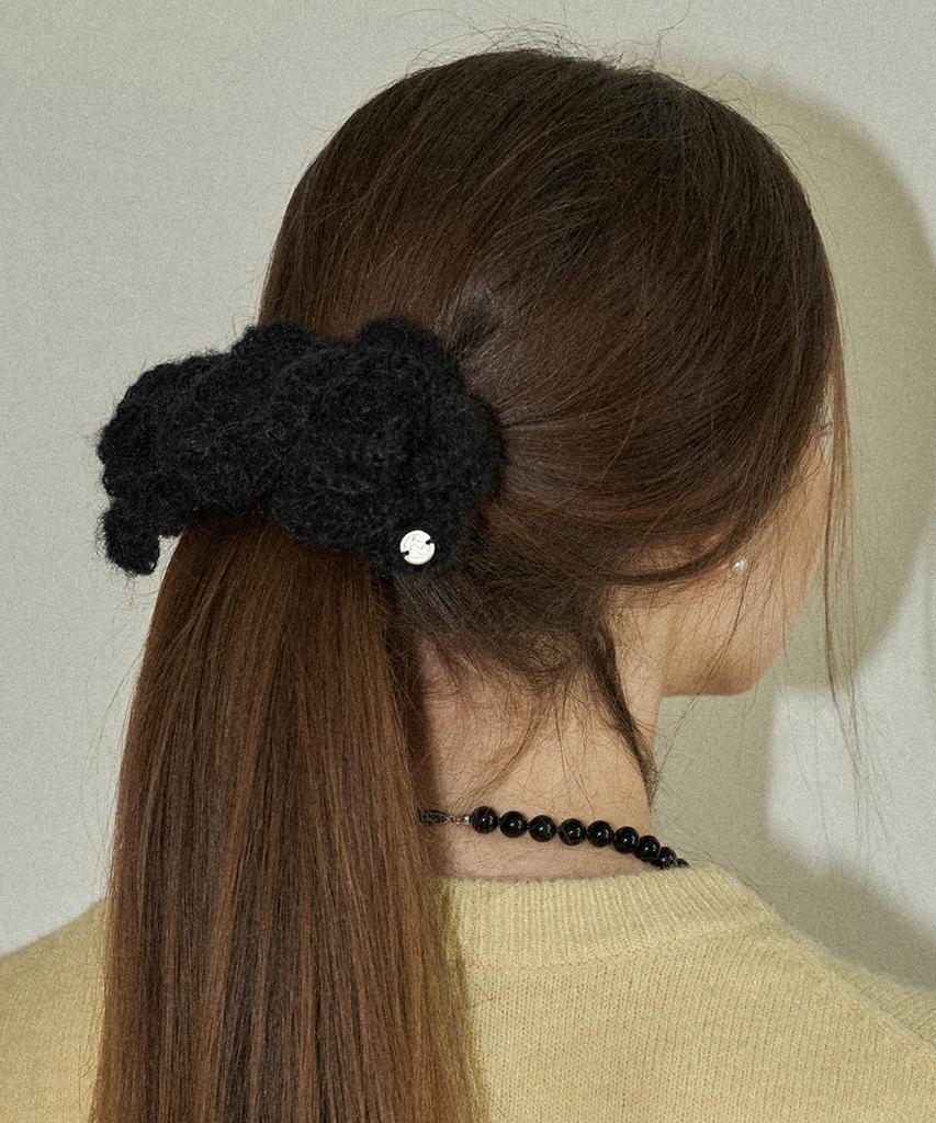 Slowslowly Camellia Handmade Crochet Mohair Knit Big Hairpin _ 4 Colors
