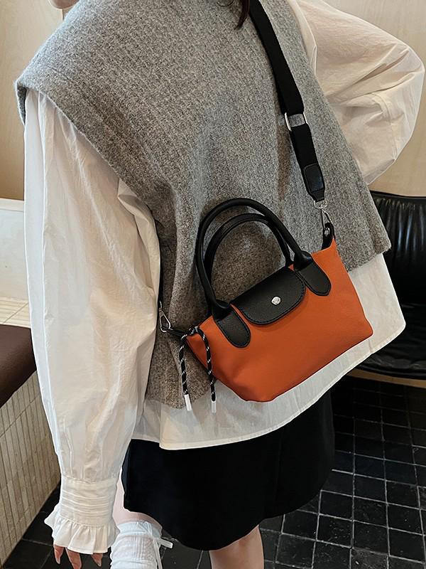 Minimalist Color-Block Oxford Cloth Handbag: Versatile, Fashionable Shoulder Bag with Unique Texture.