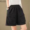ZANZEA Womens Summer Elastic Waist Loose Casual Shorts