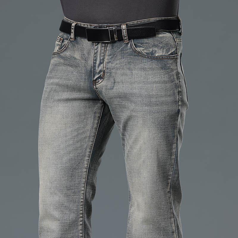 Herren Mid-Rise Loose Stretch Jeans Klassisches Design Schlagjeans