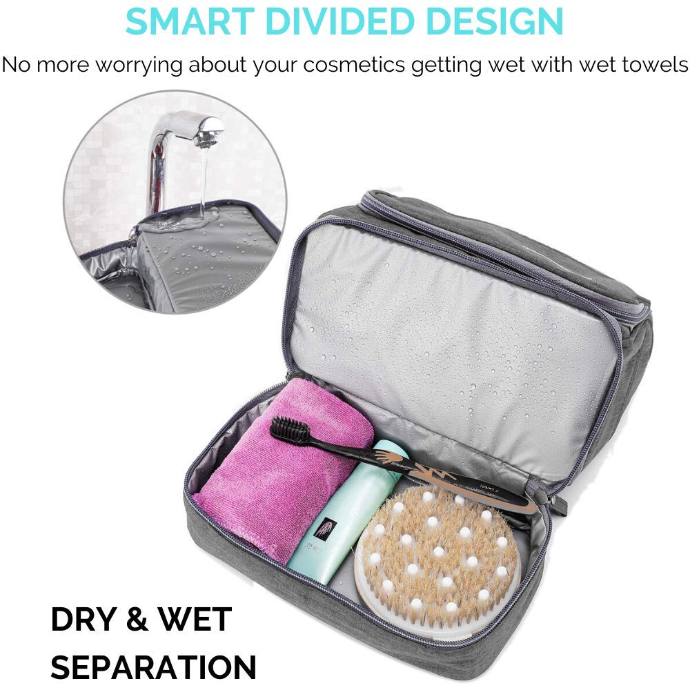 Handing Toiletry Bag, Well Divided Toiletry Bag for Travel, Waterproof Travel Dopp Kit
