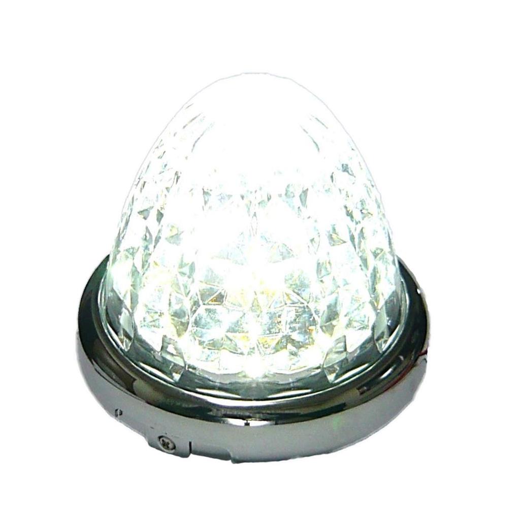 24V LED Side Marker Lamps with Chrome Truck Set of 2 Rings, Accessories, (White)