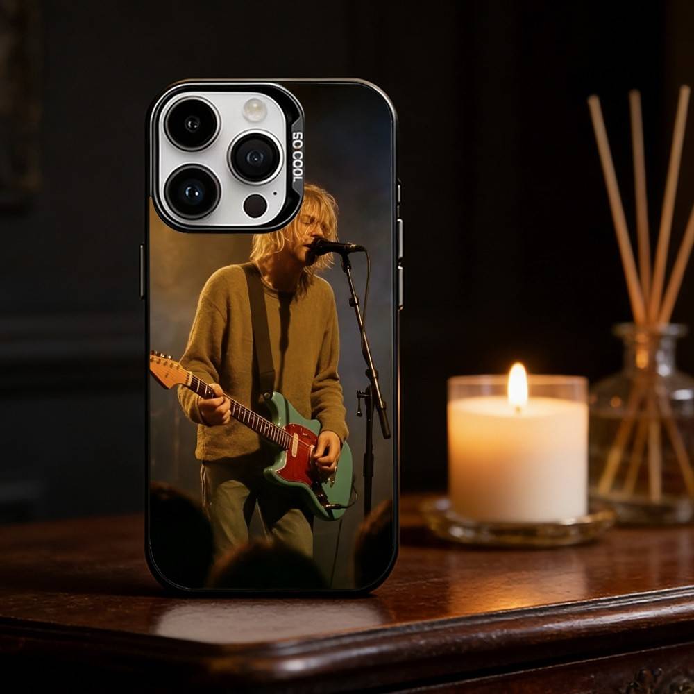 K-Kurt Singer C-Cobain Phone Case For iPhone 17 16 15 14 13 12 11 Pro Max Plus Silver Matte Black Cover