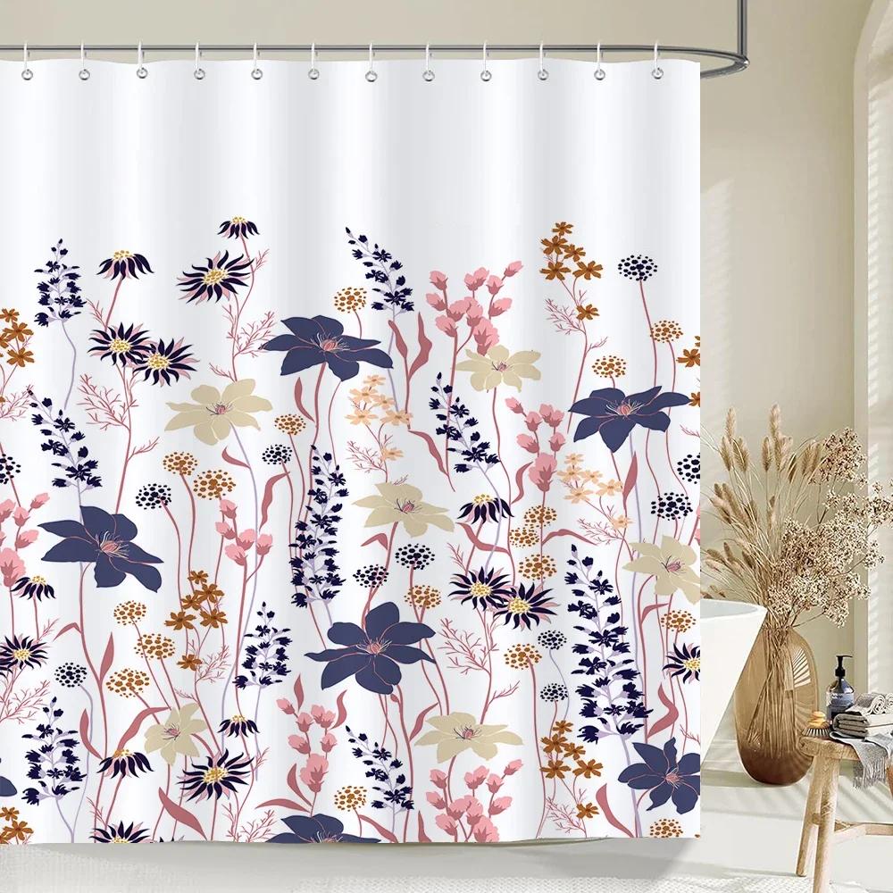 וילונות מקלחת מבד עמיד למים עלי עץ ליבנה לבנה אמבטיה גדול 240X180 הדפסה תלת ממדית קישוט וילון מקלחת מסך אמבטיה