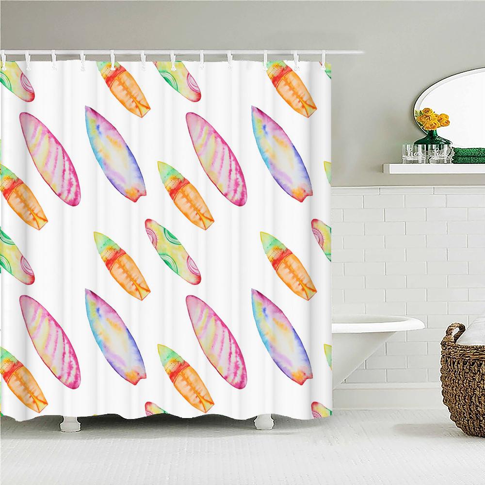 

Sunlight Beach Waterproof Fabric Shower Curtains 3D Printing Palm Tree Bath Curtain for Bathroom Bathtub Decoration with Hooks W90xH180cm