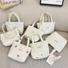 Korean Style Quilted Bow Embroidery Handheld Canvas Handbag for Women 2026 New