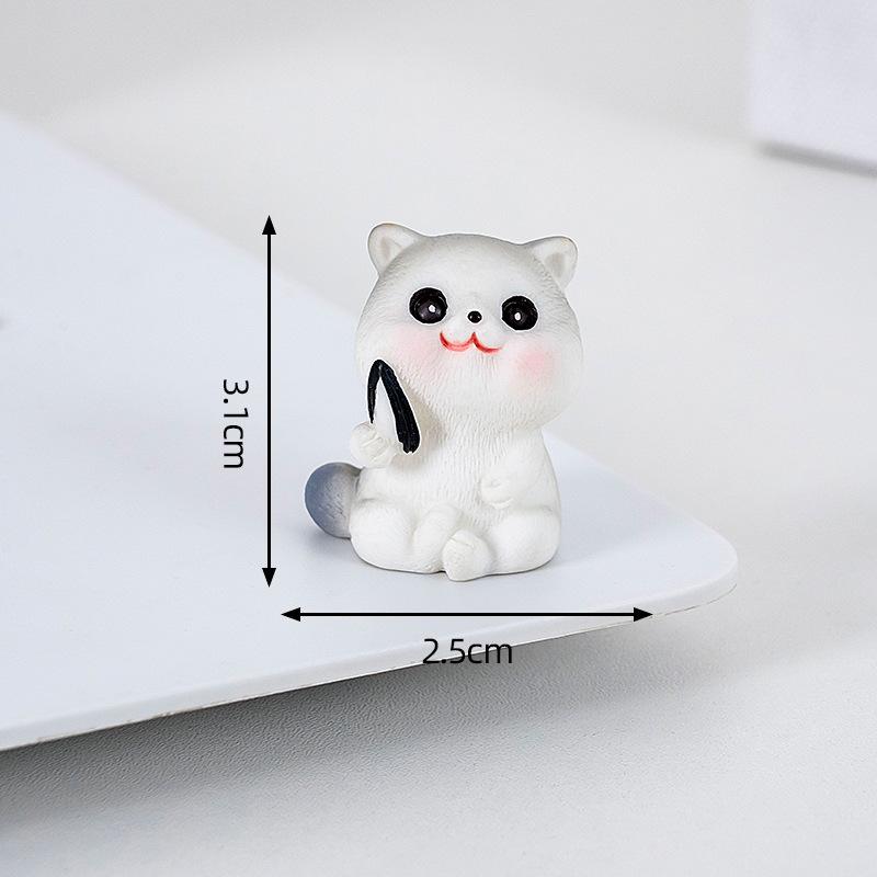 Naughty Resin Small Cat Figurine Mini Cartoon Kitten Ornaments 3D Cat Desktop Decoration Creative Car Mounted Figurines