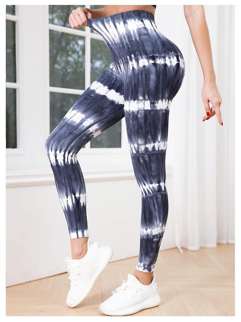 2025 Tie-Dye High Waist Women's Fitness Leggings - Nine-Point Peach Boost Yoga Pants