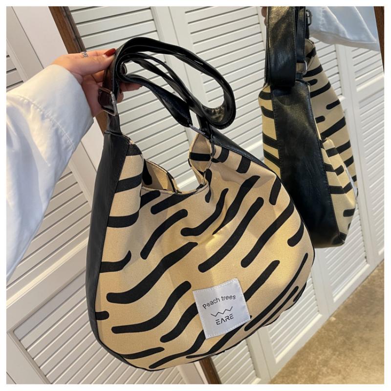 Small Bag Women's Large Capacity Shoulder Bag Zebra Crossbody Bag Canvas Tote Bag