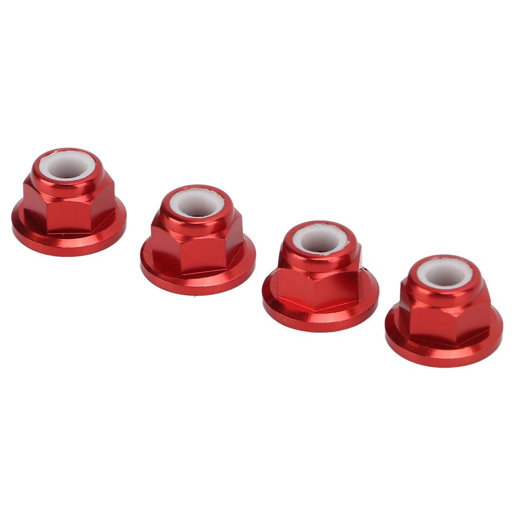 4Pcs RC Car Nuts M4 Aluminum Alloy 4mm Inner Diameter RC Car Accessory for 1   10 Remote Control VehicleRed