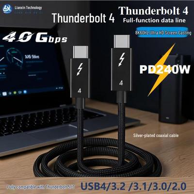 USB4 Thunderbolt 4 Coaxial Cable, 40Gbps Speed, 240W Fast Charging, 8K Type-C Data Cable