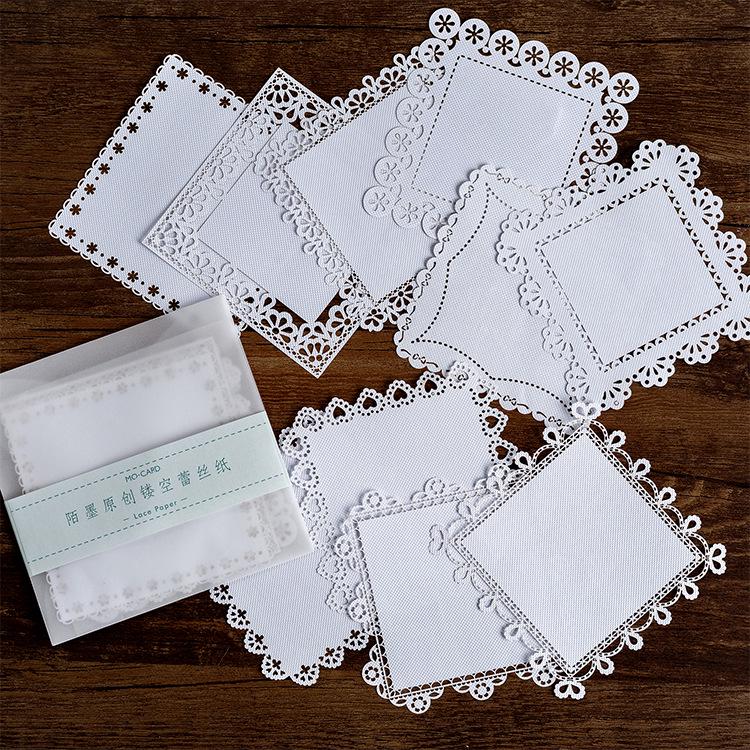 8 Styles Momo Hollow Lace Paper - Alice's Tea Party Scrapbook Diary Decorative Base Paper