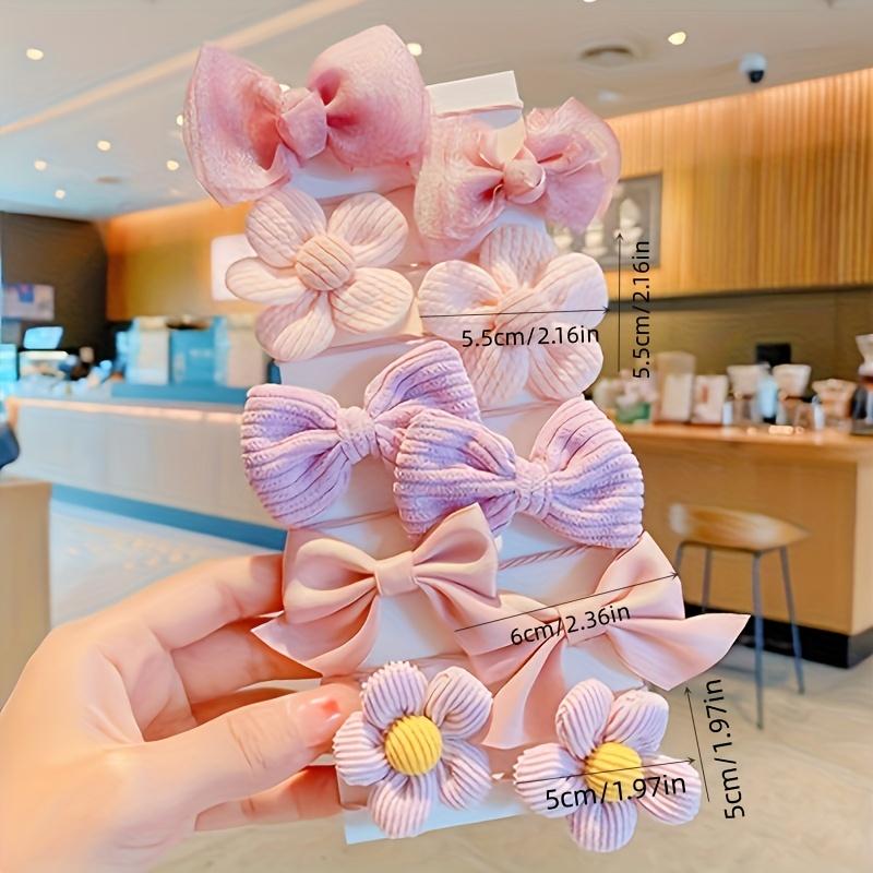 10 Pieces Of Cute And Sweet Style Bow Flower Design, Strong Elasticity, Does Not Damage Hair, Suitable For Ponytail Hair Accesso