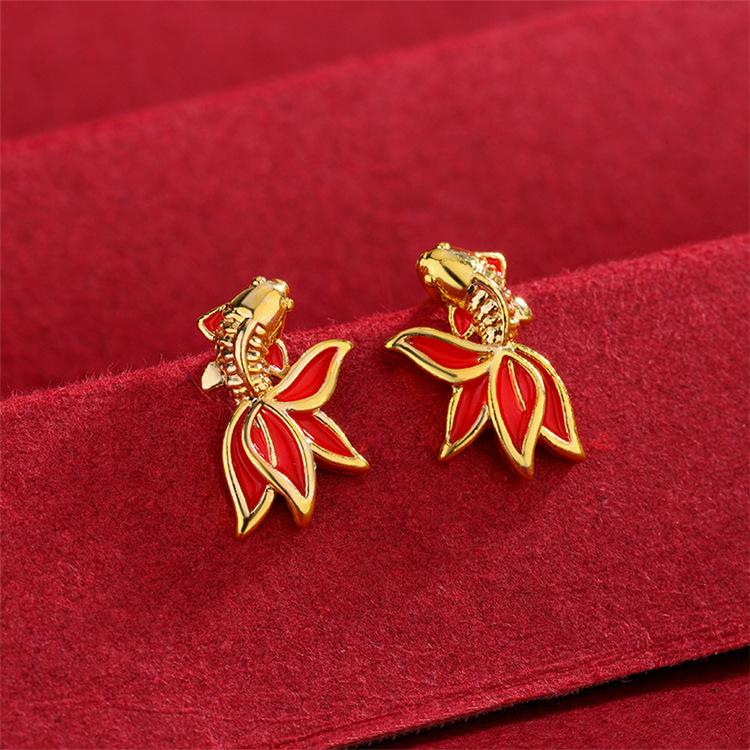 New Creative Fashion Transport Koi Golden Carp 925 Sterling Silver Personality Fish Animal Earrings E002
