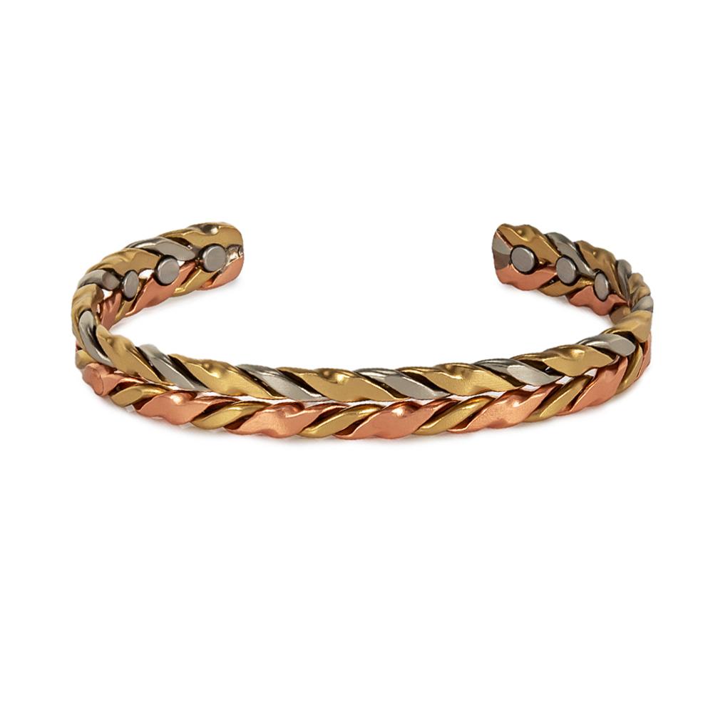 Vinterly Pure Copper Bracelets Twisted Handmade Braided 12mm Adjustable Bangles Health Energy High Magnet Jewelry Resizable Cuff