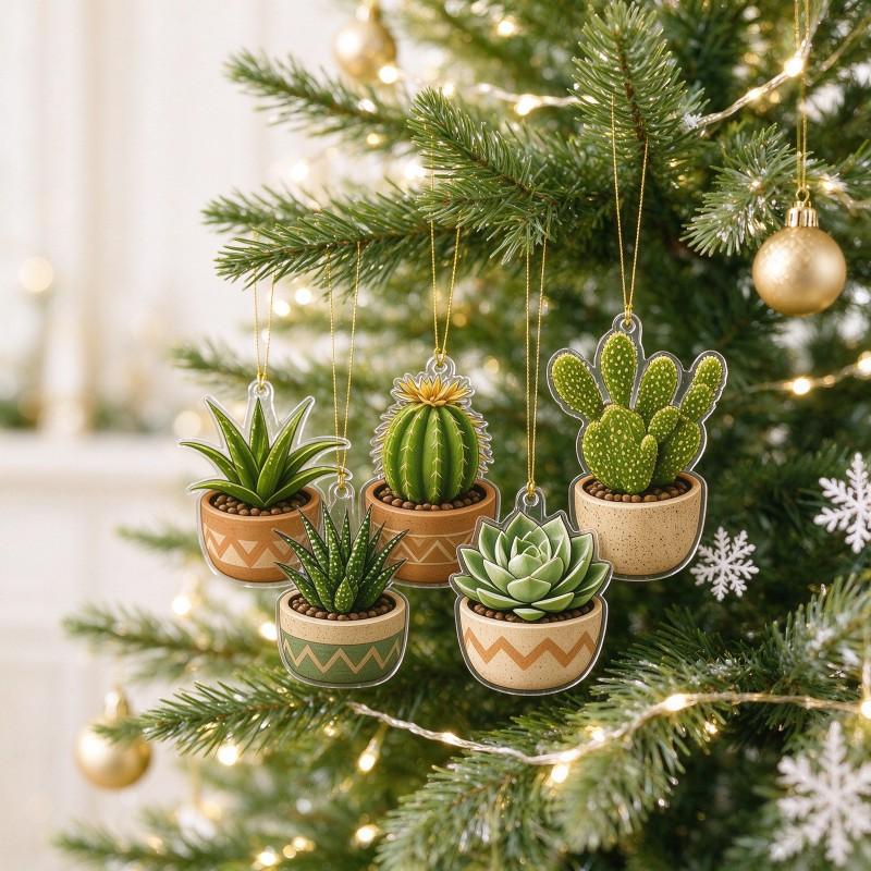 Calendario dell'Avvento Piante Desertiche Mini Succulente Cactus Ciondoli Conto alla Rovescia di Natale Scatola Cieca