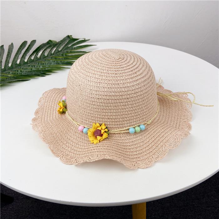 Girls Hat Spring and Autumn Sun Hat Baby Cute Pot Hat Children's Summer Sun Protection Straw Hat Sun Flower Sun Hat