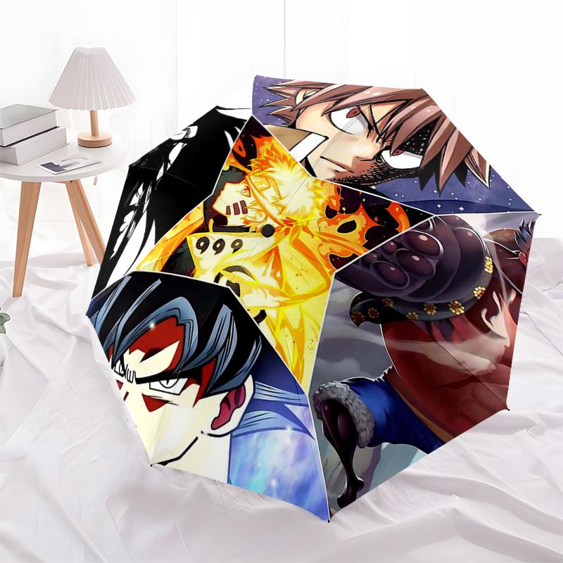 

1pc Naruto, Dragon Ball Z, Fairy Tail, One Piece Outdoor Umbrella - Automatic Opening/Closing, Portable 3-Fold Design with 8-Bone Iron Frame - Perfect