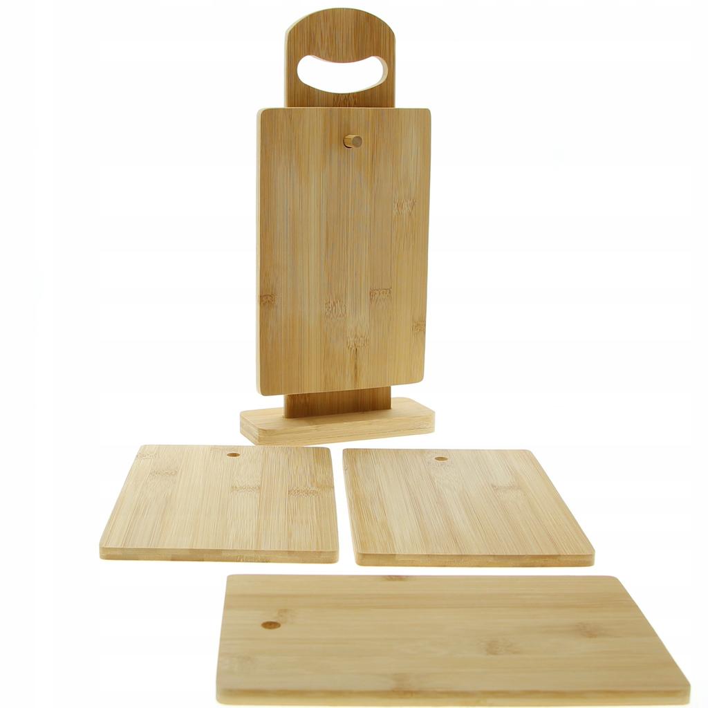 Cutting Boards Set Of 4 Bamboo Kitchen Boards + Wooden Stand