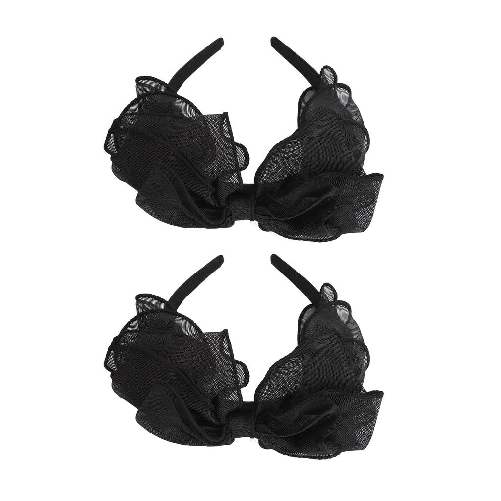 2PCS Black Mesh Bow Headband Fashionable Comfortable Princess Bow Headband for Women Bow Hairband Hair Accessories
