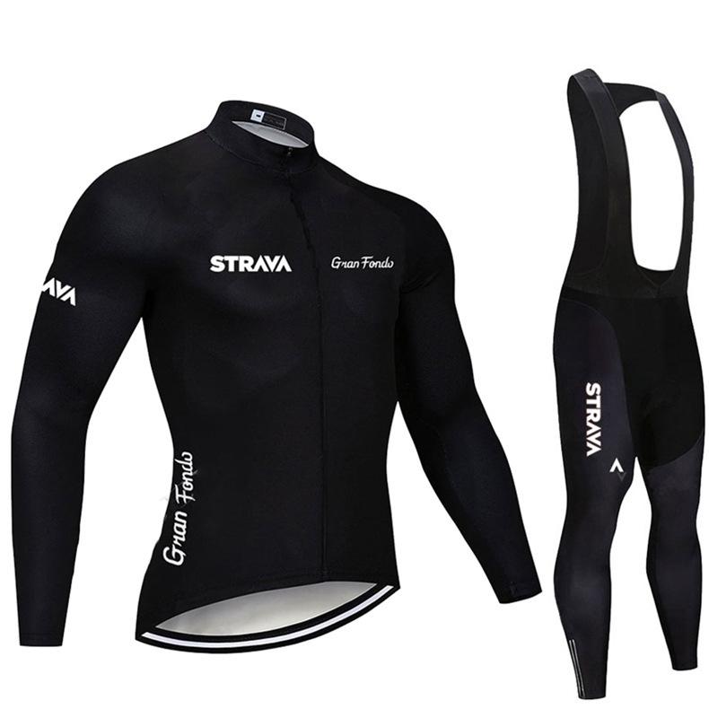 New STRAVA Cycling Suit Long Sleeve Strap Suit Men's and Women's Cycling Suit Road Cycling Shirt