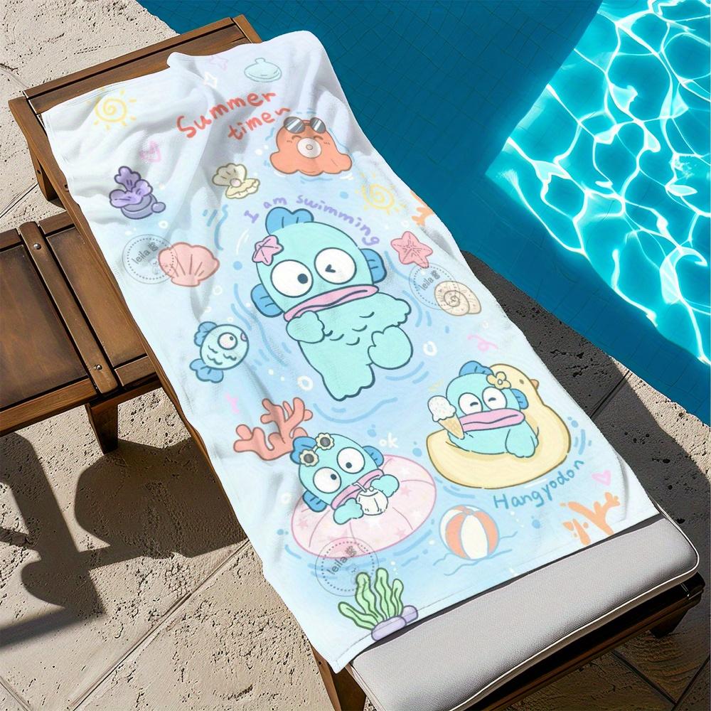 Kawaii Hangyodon Beach Towel Underwater Adventure Design Lightweight Absorbent Towel for Beach Pool Bath Travel