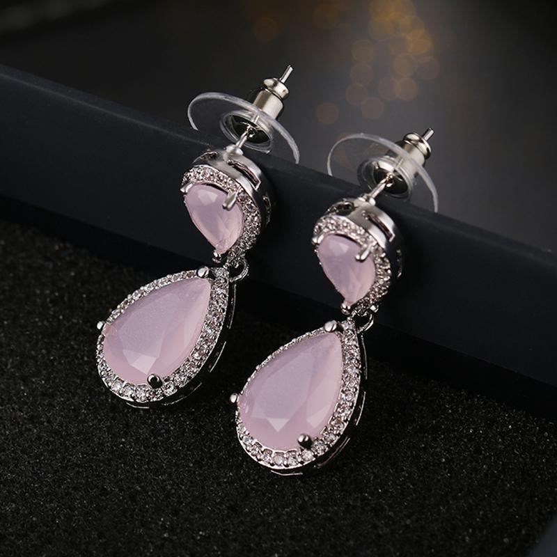 Charm White /Rose /Yellow Gold Color Drop Water Long Earrings Clear Crystal Nail Drop Earings Women Dazzling Wedding Gift Ae331