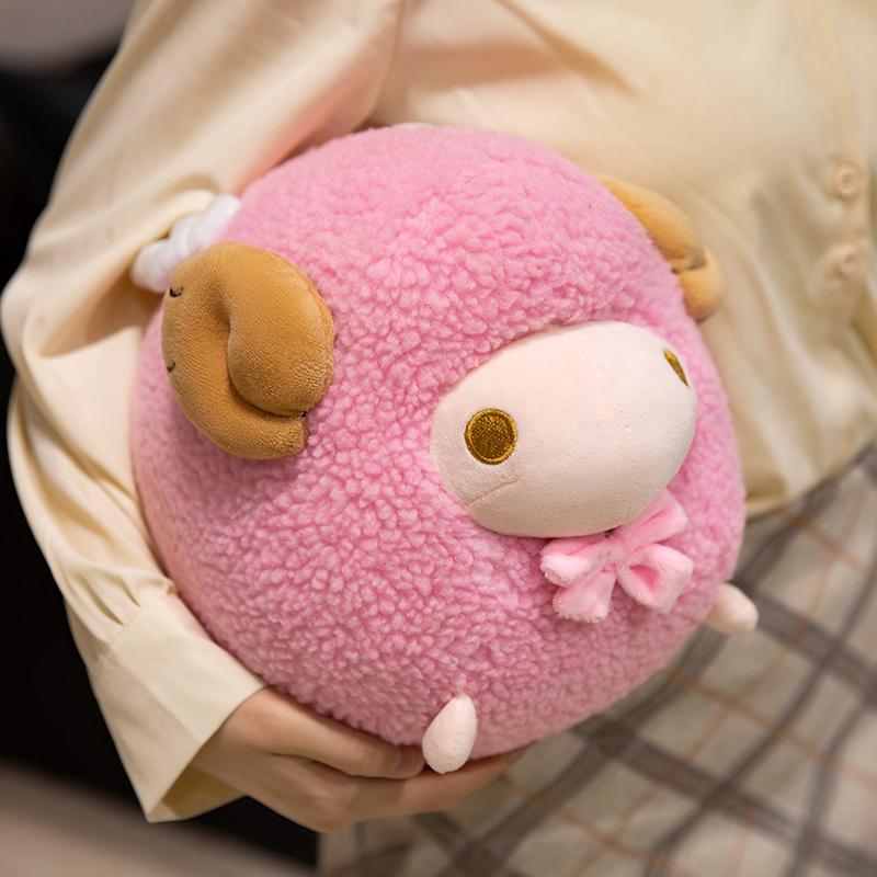 Decoration 25cm Cartoon Cute Round Sheep Plush Doll Pillow Purple Pink Green Argali Goat Toy Home Decoration Gift For Children