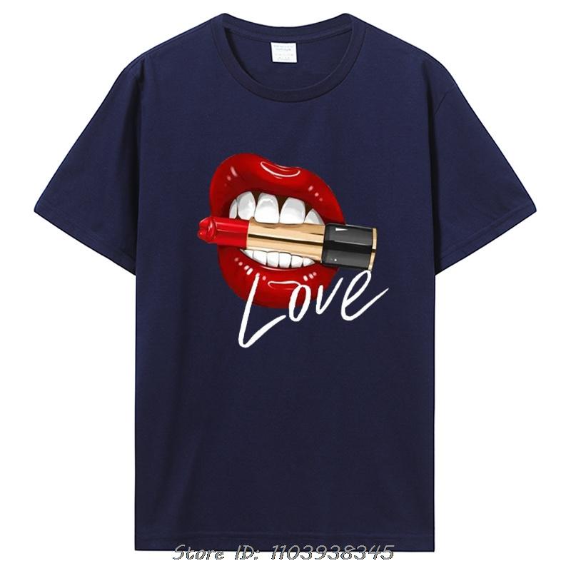 Women andunisex Tops O-neck Sexy Tees Kiss Lip Funny Summer Female Soft T-Shirt Lips Watercolor cotton T Shirt Fitness Clothing