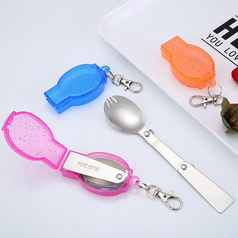 304 Stainless Steel Folding Spoon: Portable Outdoor Picnic and Travel Fork, Soup, and Teaspoon Combo.