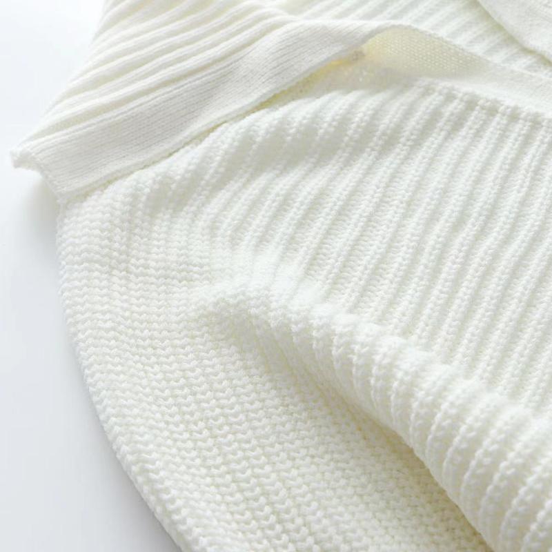 IHUASU Podzimní a zimní rukáv Volný Jednobarevný Svetr s dlouhým rukávem Dámský svetr s výstřihem do V