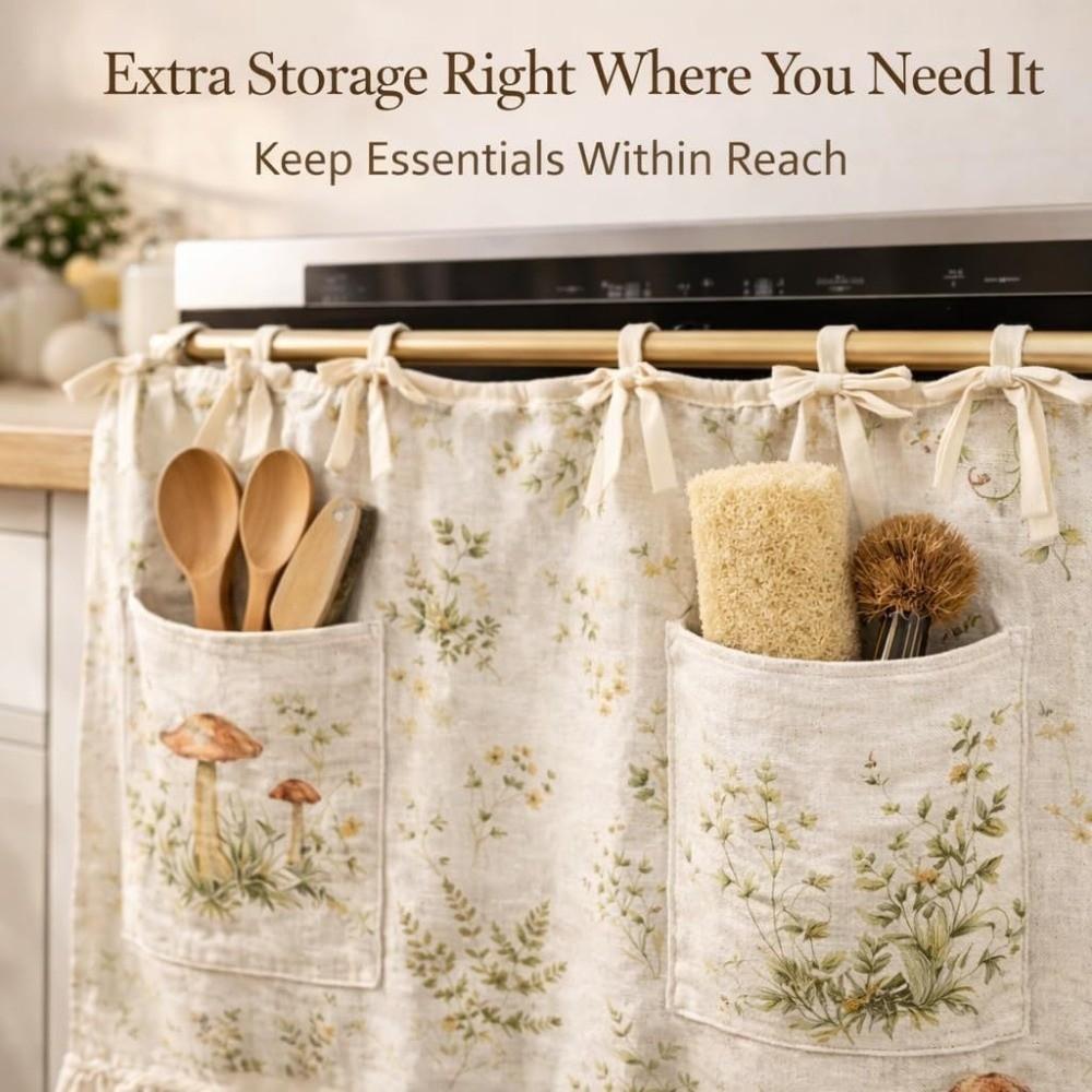 Ruffled Trim Oven Curtains Handmade Kitchen Oven Curtains New Stove Curtains  Rustic Kitchen
