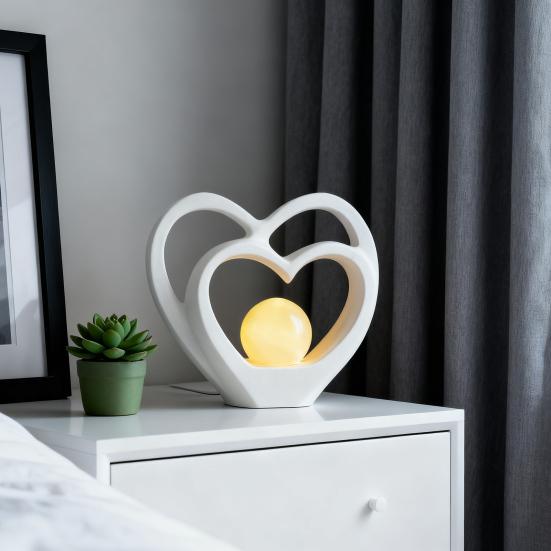 Minimalist Couple Night Light Ceramic Couple Statue Holding The Lamp Abstract Art Couple Figurine Nightlight for Home Bedroom Nightstand Decoration