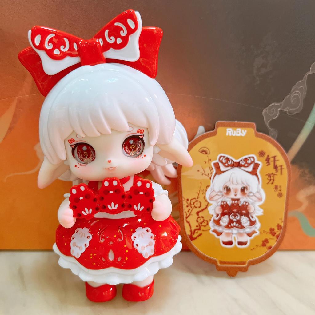 Genuine Ruby Intangible Cultural Heritage Series  Cute Doll Chinese Culture Style Collection Model  Toy Gifts