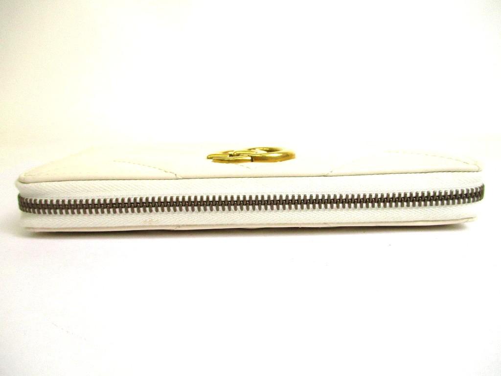 Authentic GUCCI Marmont GG White Leather Round Zip Long Wallet #b119  Seller Refurbished