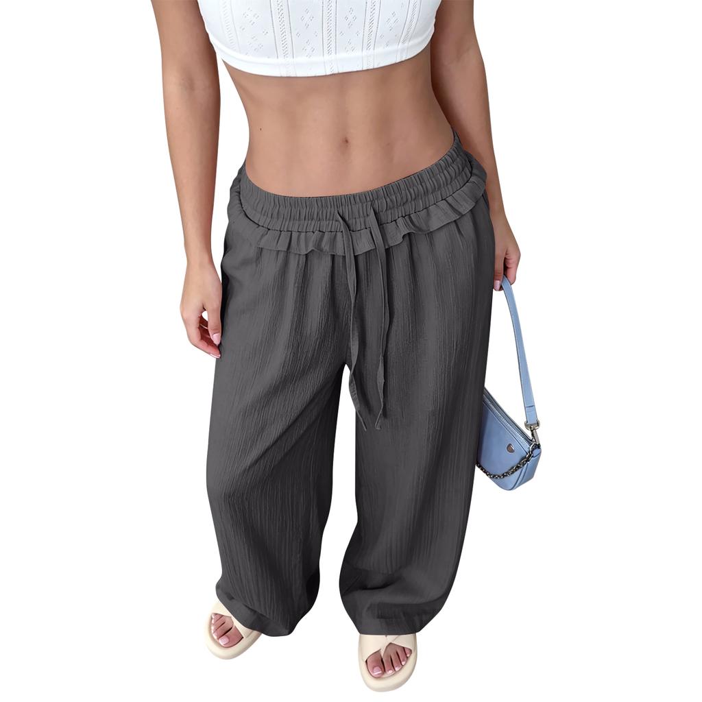 Women's Loose-fitting Wide-leg Pants, Casual Loose-fitting Pants, High-elastic Waistband, Long Pants With Pockets