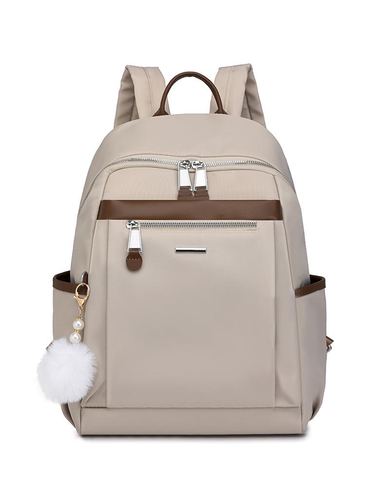 2026 Women s Lightweight Nylon Travel Backpack - Trendy Korean Style, Large Capacity, Simple Fashion бежевый