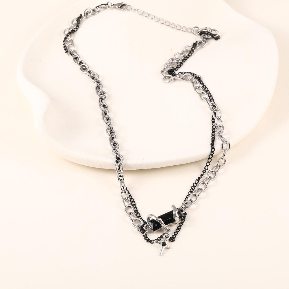 

Чоловіче ретро-намисто з кубинського ланцюга з подвійним шаром - Аксесуар у вуличному стилі Hip Hop